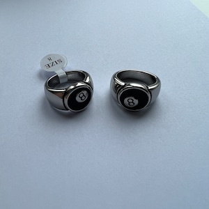 next day UK shipping Silver 8 Ball Ring 'Stussy' Pool Ball Ring Unisex - High quality ring - Next day shipping from the uk!