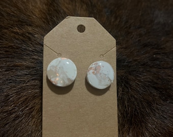 White and rose gold polymer Earrings