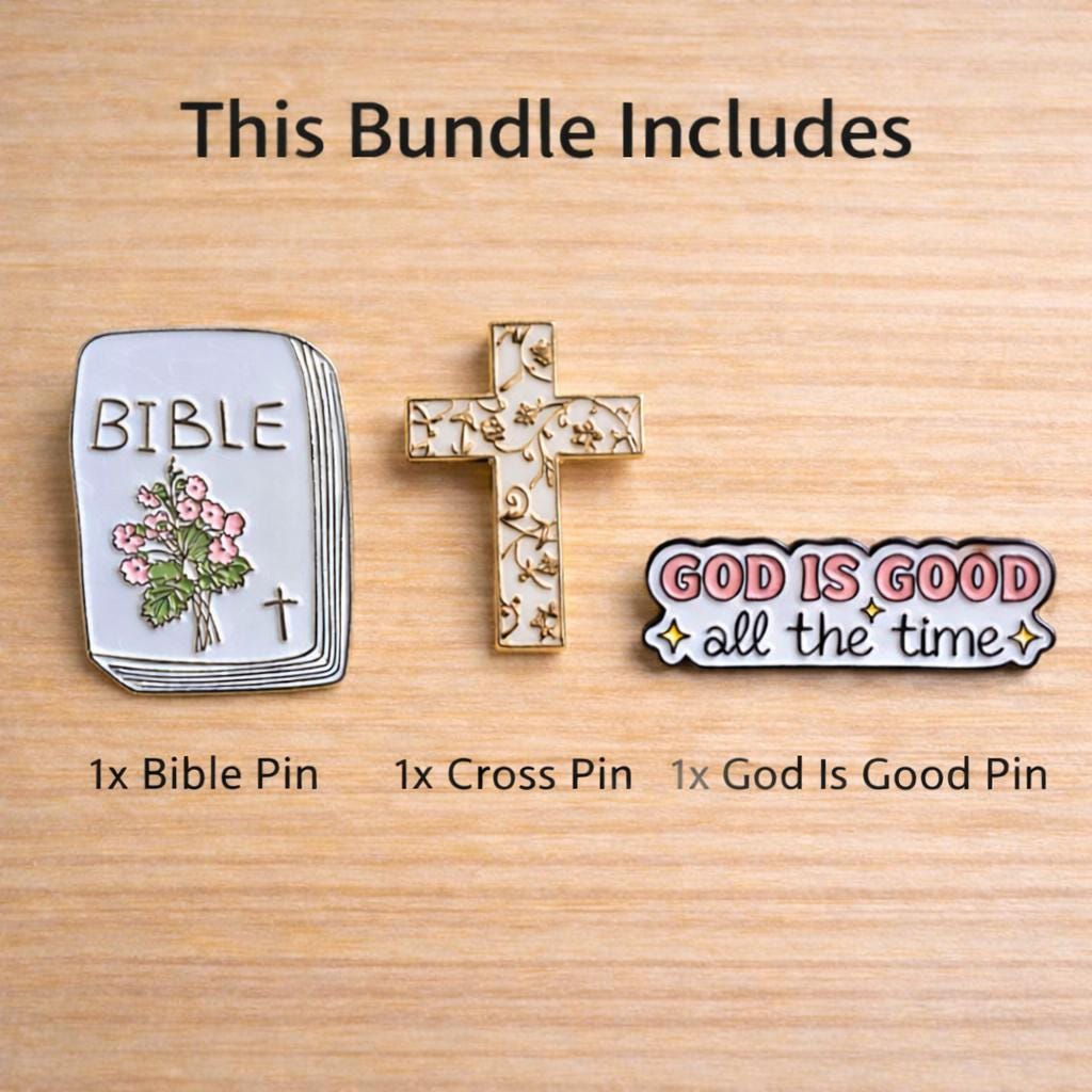 Christian Enamel Pin Bundle – Bible, Cross, God is Good Faith Pins - Etsy