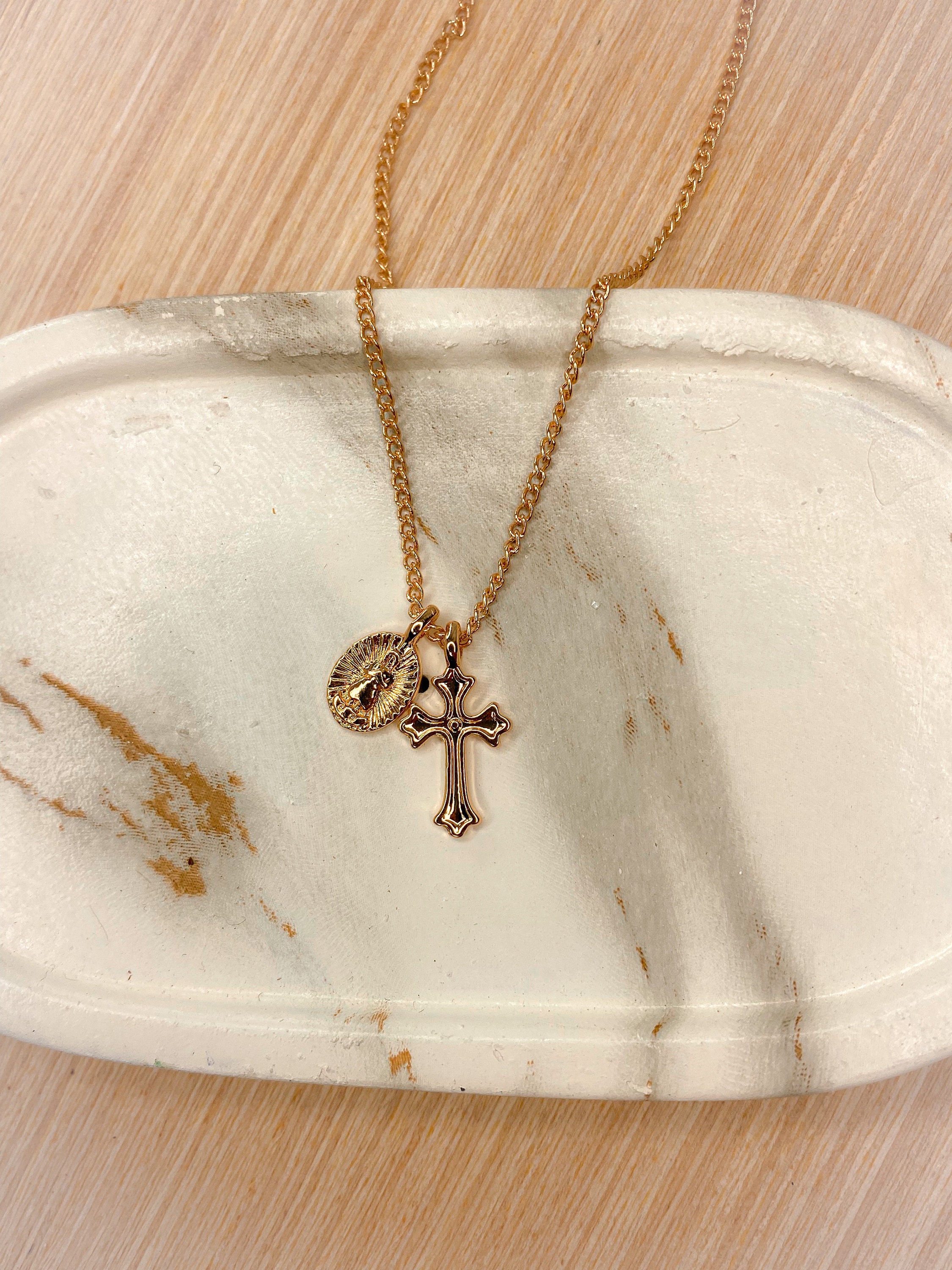 Handheld Cross Pottery with Miraculous Medal main image 0