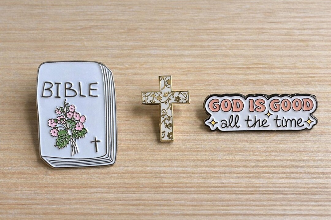 Christian Enamel Pin Bundle – Bible, Cross, God is Good Faith Pins - Etsy