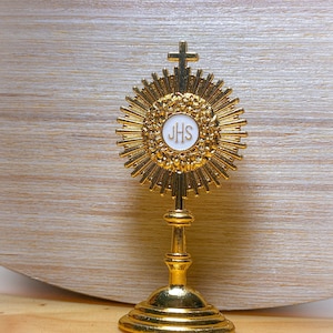 Mini Monstrance Figurine, Catholic Figurine, Adoration, Blessed Sacrament, Religious Gift, 1st communion