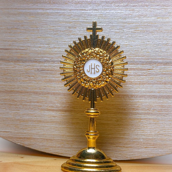 Mini Monstrance Figurine, Catholic Figurine, Adoration, Blessed Sacrament, Religious Gift, 1st communion