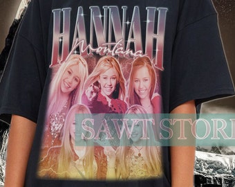Camiseta vintage da Hannah Montana, camiseta retrô dos anos 90 da Hannah Montana, Hannah Montana da série americana, camisetas para fãs da Hannah Montana, camiseta de hip hop/rap