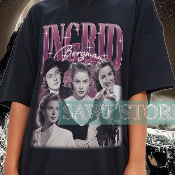 Chemise rétro INGRID BERGMAN, t-shirt hommage Ingrid Bergman, t-shirts de fan Ingrid Bergman, pull rétro des années 90 Ingrid Bergman, cadeau merch