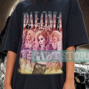 May include: Black oversized t-shirt with a graphic print of a group of women with the text "PALOMA Faith" in pink and white letters.