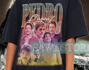 Limited PEDRO PASCAL-shirt, shirt acteur Pedro Pascal retro jaren 90, Javier Peña, Narco Pedro Pascal fans cadeau, shirt eerbetoon beroemdheid