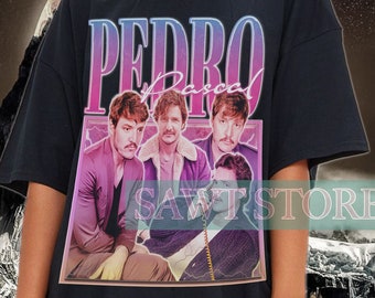 Limited PEDRO PASCAL-shirt, shirt acteur Pedro Pascal retro jaren 90, Javier Peña, Narco Pedro Pascal fans cadeau, shirt eerbetoon beroemdheid