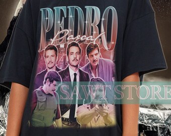 Limited PEDRO PASCAL-shirt, shirt acteur Pedro Pascal retro jaren 90, Javier Peña, Narco Pedro Pascal fans cadeau, shirt eerbetoon beroemdheid