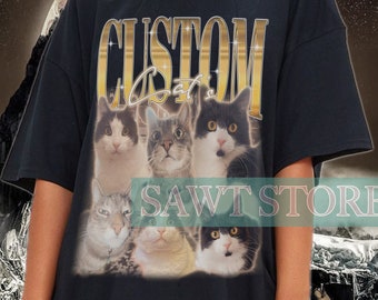 Kattenliefhebber PAS hier je eigen foto aan, katten aangepast T-shirt, Memorial-T-shirt, ontwerp invoegen, gepersonaliseerd, aangepast shirt, verander je ontwerp