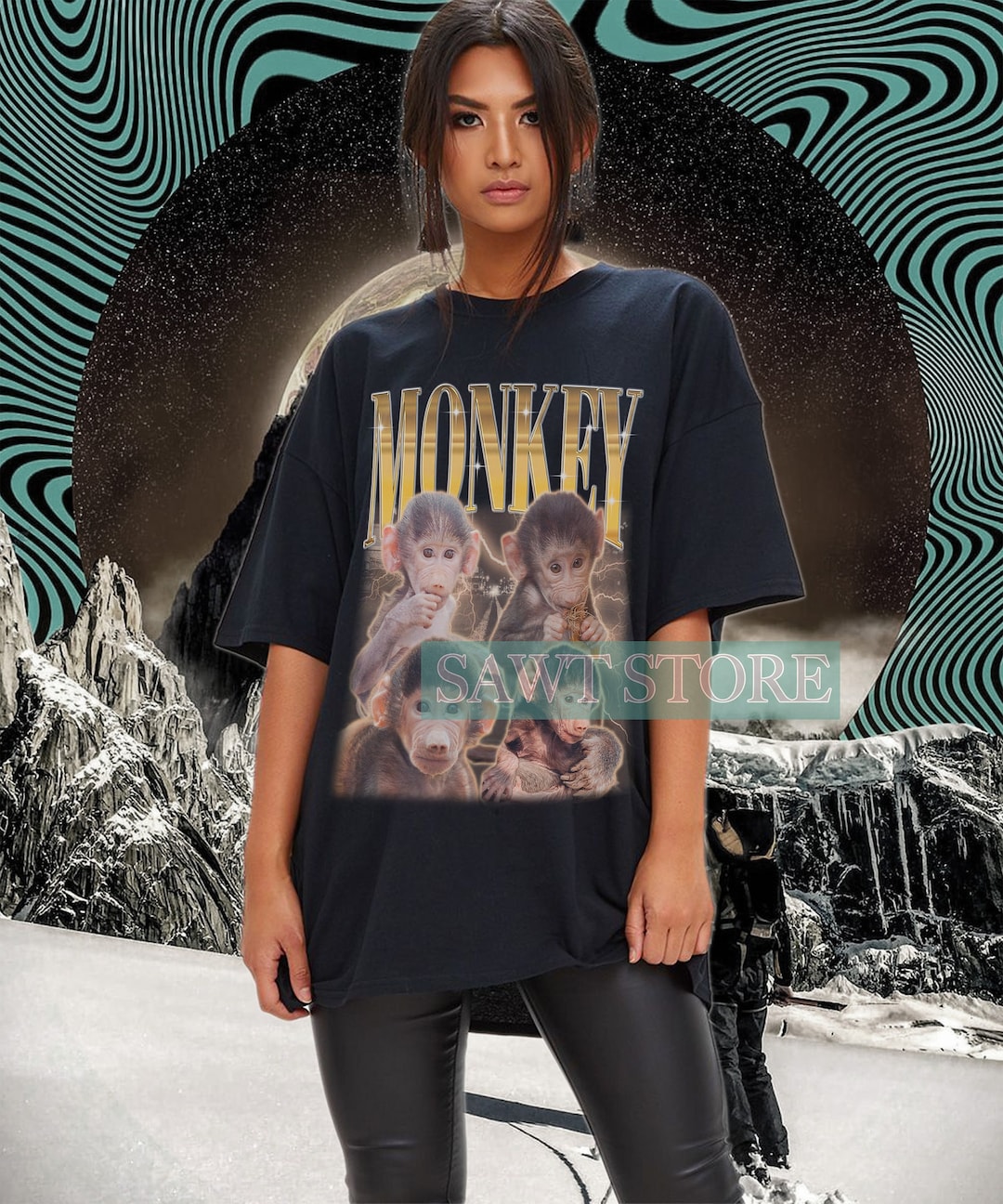 90s Hip Hop Monkey Graphic Tee, Cute Animal T-shirt - Etsy
