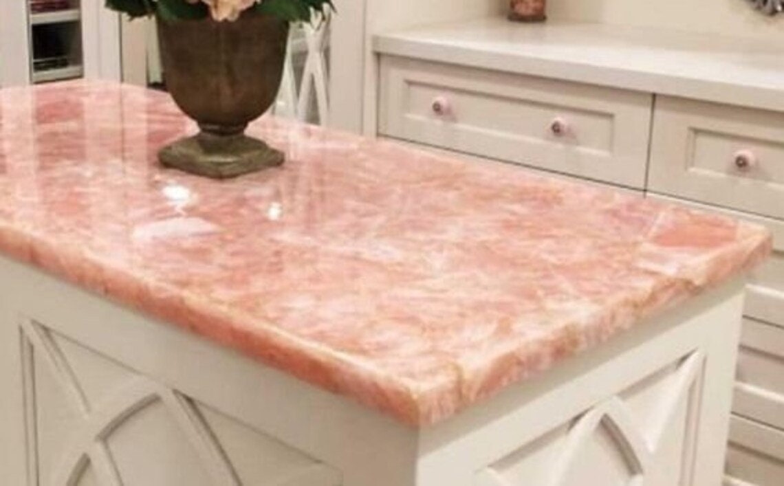 Rose Quartz Kitchen Counter Tops, Agate Pink Quartz Table Top, Quartz ...