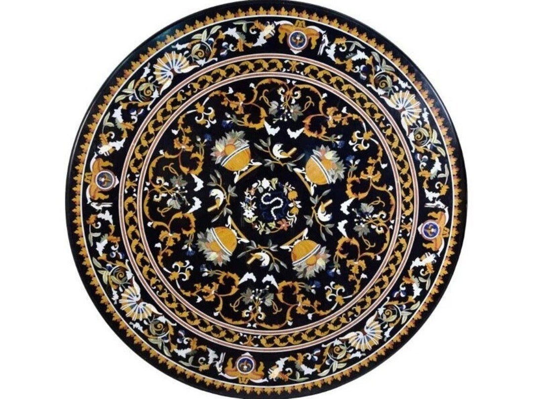 Black Marble Inlay Table Top, Center Table, Dinning Table, Patio Table