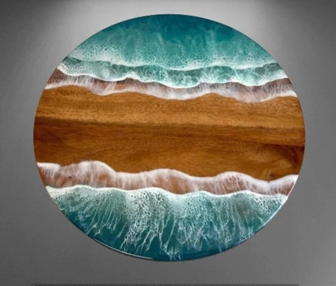 Ocean Wave Round Epoxy Table, Coffee Table Top, Ocean Dining Table ...