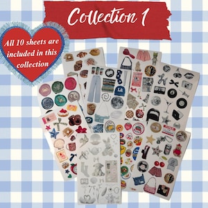 Cutout Sticker Collage Sheet, Sticker sheet, Retro stickers scrapbooking stickers, junk journal stickers, deco stickers