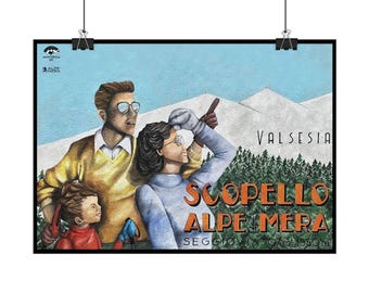 Alpe di Mera Vintage Ski Poster, Italy Alps Valsesia Wall Art