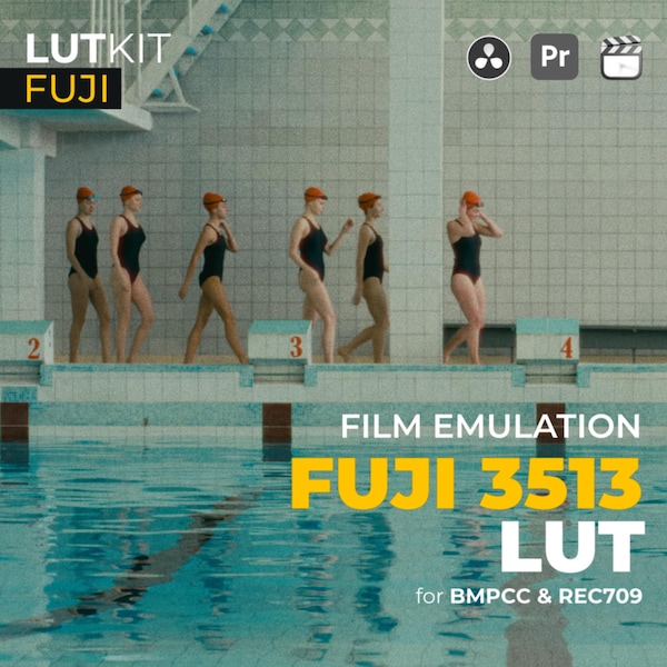 LUT de emulação Fuji Film para correção de cores cinematográfica, visual de filme vintage Super 16 para Premiere Pro, Final Cut, DaVinci, Rec709 .cube