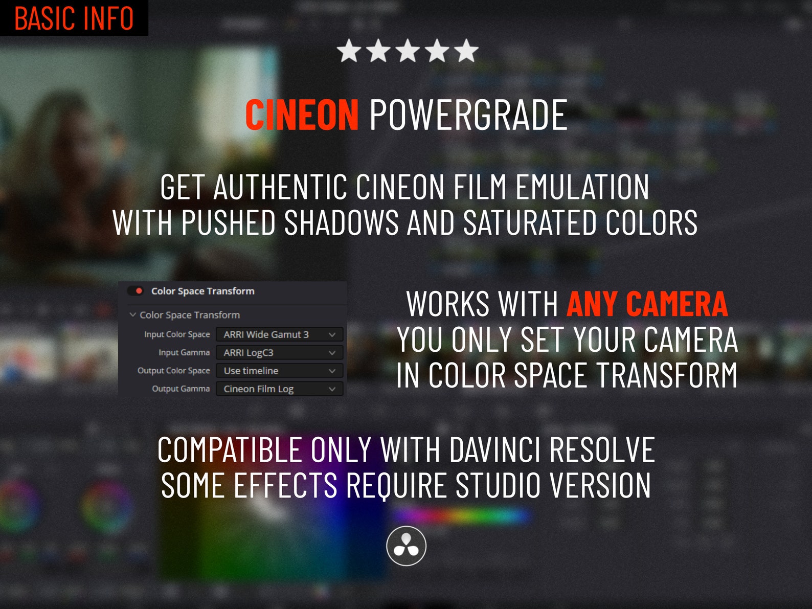 Davinci Resolve Powergrade, Cineon Film Emulation for Cinematic Color ...