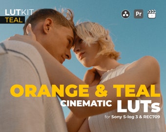 ORANGE & TEAL Cinematic LUTs for S-log 3 video and REC709 Color Presets for Professional Film Look Color Grading, .cube LUTs