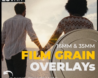 Sobreposição de granulação de filme 16 mm 35 mm, textura 4K ProRes com poeira e arranhões, aparência de filme analógico para edição de vídeo, correção de cores vintage.