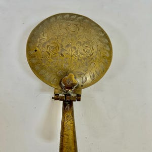 Antique silent butler ashtray made of solid brass with engraved floral motif, India Collectible made of brass