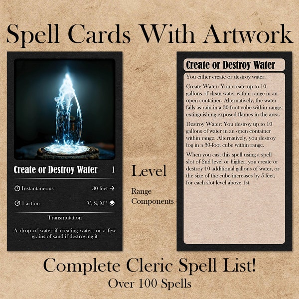Printable Cleric Spells Etsy