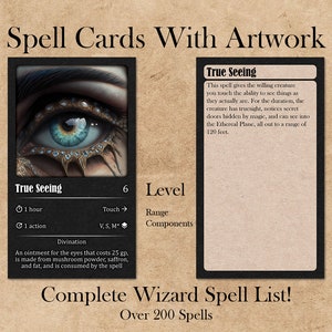 Spell Cards for Dnd 5e With Art Wizard Complete Spell List - Etsy