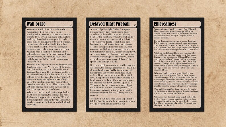Spell Cards for Dnd 5e With Art Wizard Complete Spell List - Etsy