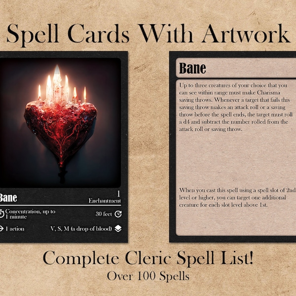 Dnd 5e Spell Cards Etsy