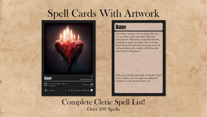 Spell Cards for Dnd 5e With Art Cleric Complete Spell List - Etsy