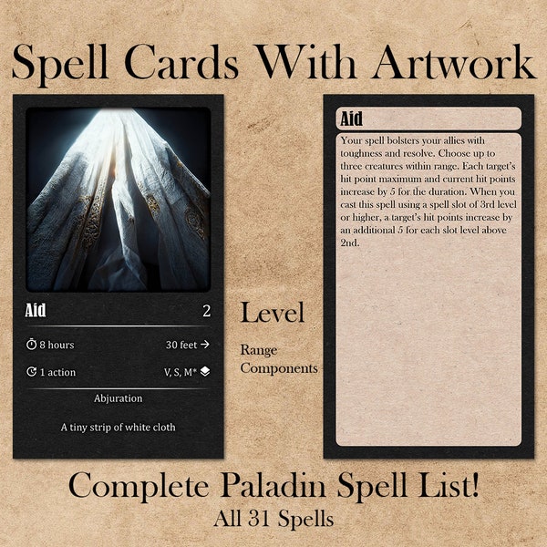 Paladin 5e Spell Cards Etsy Australia