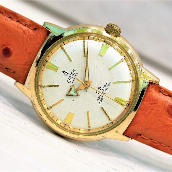 GRUEN GENEVE Automatic, Men's Swiss Watch - Cal. Gruen 560 RSS, 23 jewels, Wrist Watch 50's, Mechanical Watch, Leather Watch, Vintage watch
