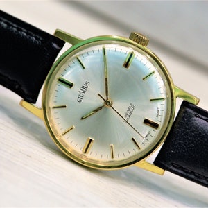 SWISS Vintage men&#39;s watch &quot;GRADUS&quot; - 1970&#39;s, Cal. ST 96, 17 Jewels, Swiss watch, mechanical watch, Men&#39;s Watch, Swiss Made, Antimagnetic