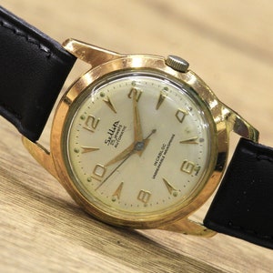 Swiss vintage &quot;SELLITA&quot; AUTOMATIC, 25 jewels, Cal. Felsa 4000, Men&#39;s vintage watch, Mechanical leather watch.