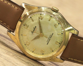 Men's SWISS WATCH "ASCALON" - 21 jewels, Wrist Watch 60s, Mechanical Watch, Leather Watch, Gold Plated, Vintage watch