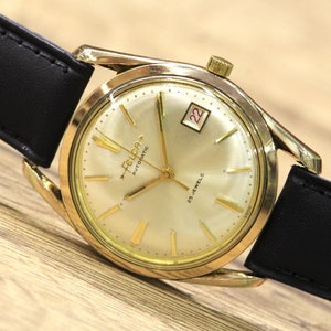 Men&#39;s SWISS WATCH &quot;FELCA&quot; (Etarotor), Wrist Watch 60s, Mechanical Leather Watch, gold filled, Vintage watch, Men&#39;s Swiss watch, Swiss watch