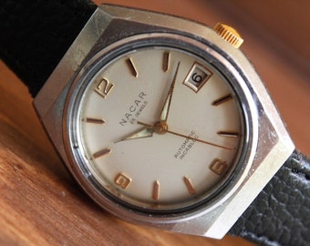 Orologio vintage NACAR, orologio AUTOMATICO, orologio SWISS 25 gioielli-automatico, orologio meccanico AS1681, orologio svizzero vintage, tutto in acciaio inossidabile