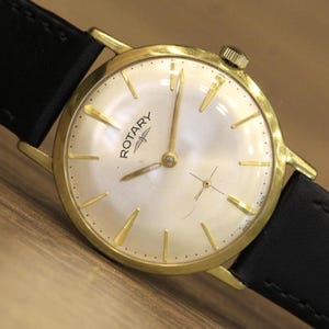 Vintage Rotary Watch, Swiss Made P330 Movement, 17 Jewels Manual Wind, Gold-Tone Case, Classic Minimalist Dress Watch, Serviced, 1960s