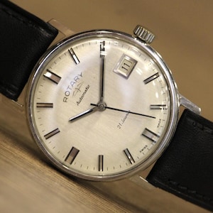 Vintage &quot;ROTARY&quot; Automatic Watch, Swiss Made 21 Jewels, AS 1903 Movement, Date Window, Men&#39;s Classic Dress Watch, Serviced, 1960s