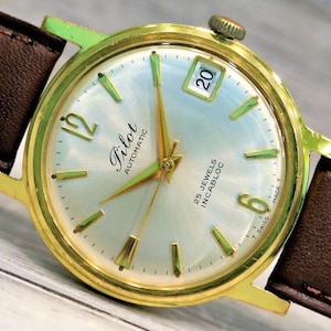 Men&#39;s Swiss Watch PILOT, Collectibles 1960&#39;s Swiss Watch, Rare VINTAGE Watch, Leather Watch, Wrist Watch, Mechanical Watches, Gift for Men