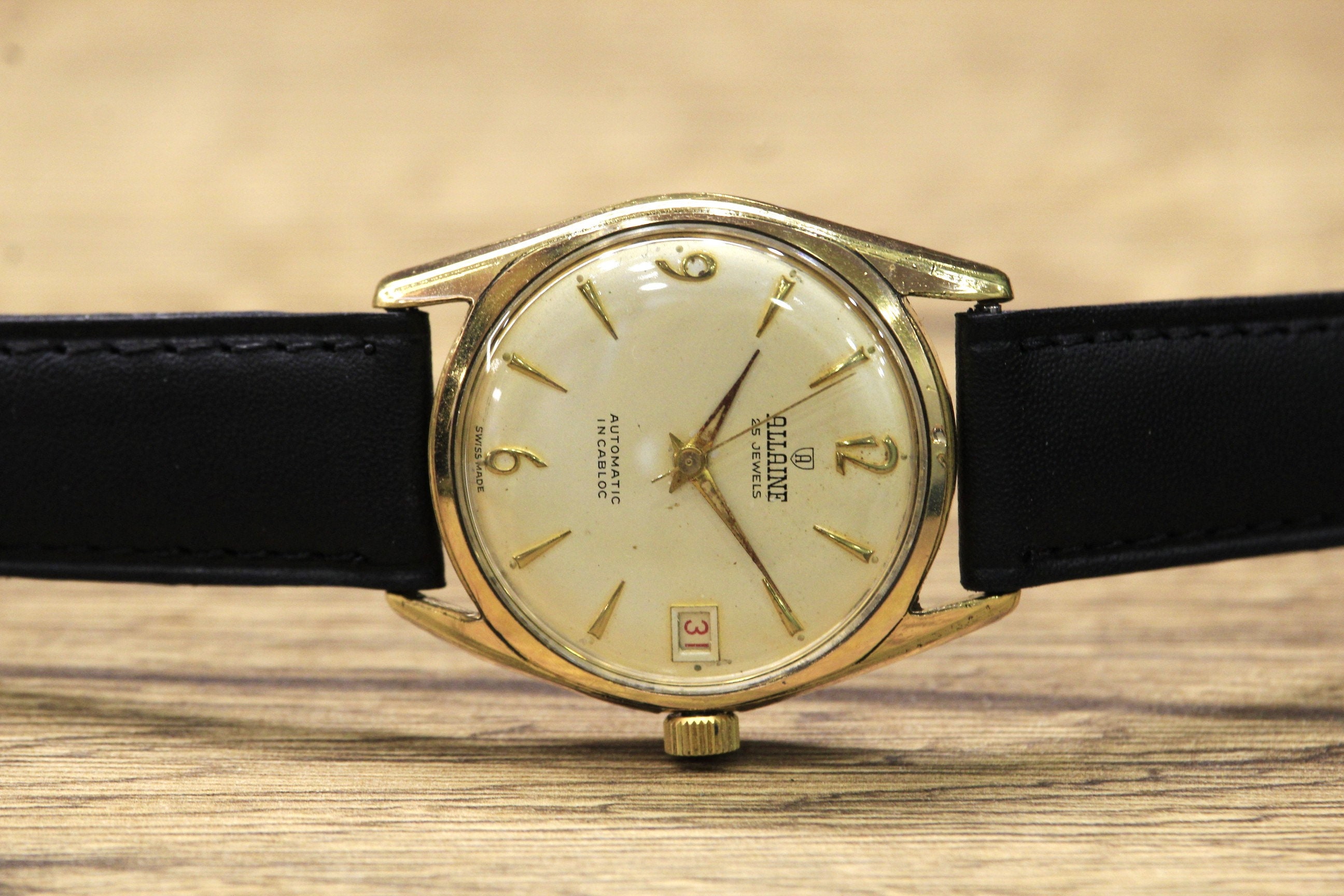 Vintage Watch ALLAINE 25 Jewels Automatic Men s Vintage Watch Swiss Watch Cal. F 4002 Men s Swiss Watch Mechanical Watch Wrist Watch Etsy Australia