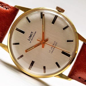 SWISS WATCH Limit Of Switzerland, 17 jewels - 1960s, Mechanical Men&#39;s Watch cal. ST 96, Leather Watch, Swiss made Watch, Vintage Watch