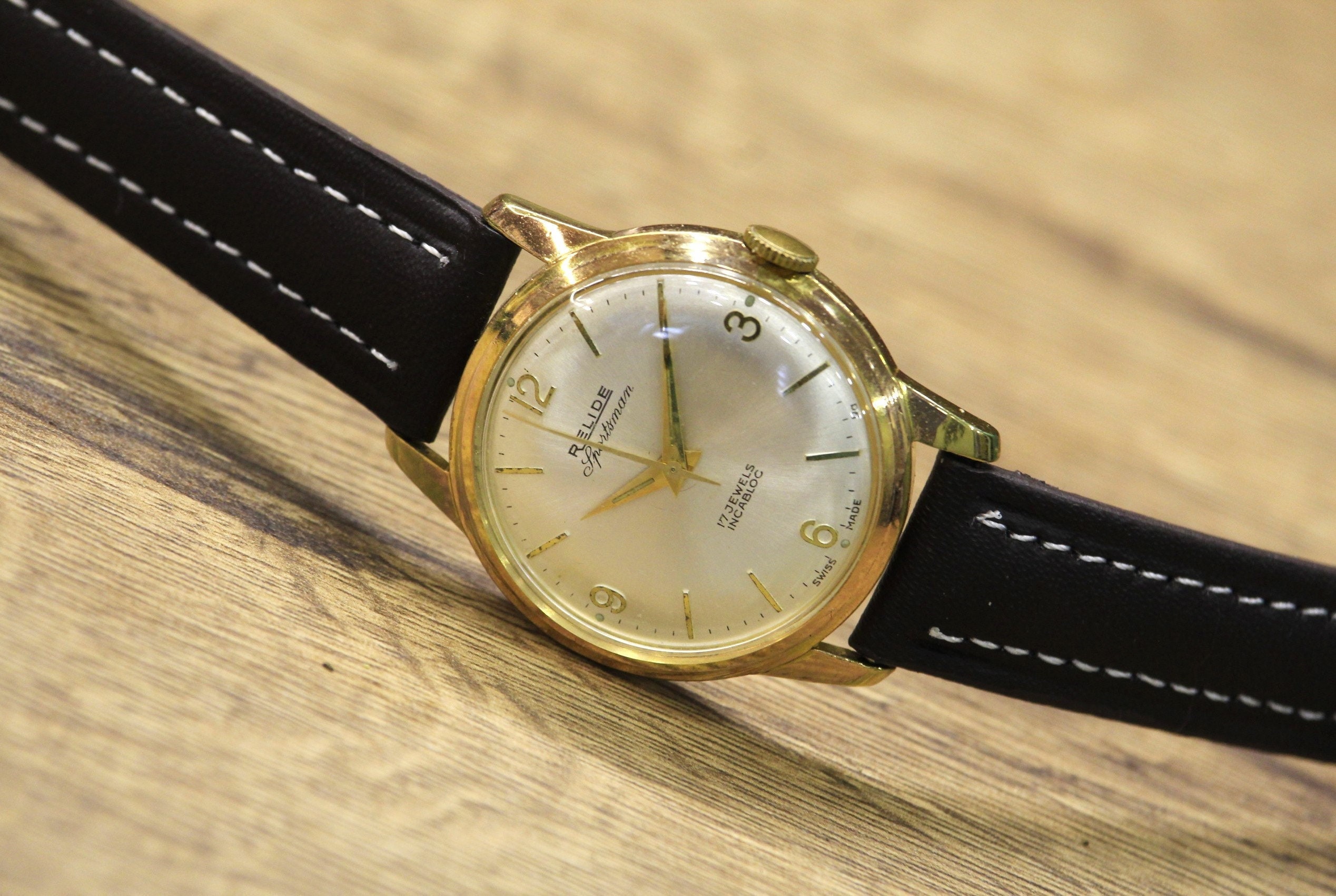 Rare Vintage SWISS Watch relide 17 Jewes1955s Swiss Watch Men s Swiss Watch Vintage Watch Men s Watch Men s Gift Leather Watch Etsy Australia