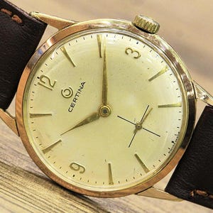 Rare Vintage SWISS Watch CERTINA - 17 jewes-1950s, Cal. 410, Men&#39;s Swiss Watch, Vintage watch, &quot;Certina&quot; Watch, Men&#39;s Gift, Leather Watch