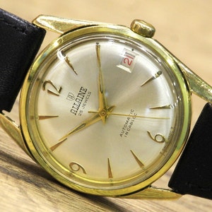 Vintage Automatic watch ALLAINE 25 Jewels, With date, Men&#39;s Vintage Watch, Swiss watch Cal. F 4007N, Men&#39;s Swiss watch, Mechanical watch