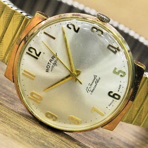 Vintage Watch &quot;ROTARY&quot;, Men&#39;s SWISS watch 1960s ,17 Jewels, Antimagnetic, Gold plated, Retro Watch, Mechanical Watch, Father&#39;s Day gift