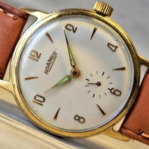 Swiss Vintage Watch &quot;ROAMER&quot; 15 jewels, Incabloc, Antimagnetic, Cal. MST 401. Mechanical Watch 1955&#39;s