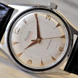 SWISS Vintage men&#39;s watch RONE  - 1960&#39;s, 17 Jewels, Cal. ETA 2370, Swiss watch, mechanical watch, Men&#39;s Watch, Unique Wrist watch, Incabloc