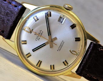 Szwajcarski zegarek męski ONSA Automatic, 25 kamieni, lata 60., Zegarek vintage, Zegarek szwajcarski, Zegarek mechaniczny, Męski zegarek vintage, Zegarek skórzany.