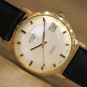 Vintage &quot;ROTARY&quot; Manual Wind Watch, SWISS Made 17 Jewels, AS 1900/01 Movement, Gold-Tone Case, Date Window, Serviced Classic Dress Watch